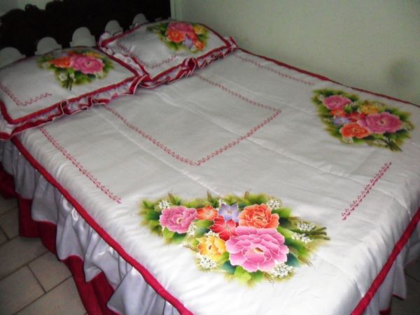 colcha organza acolchoada casal ref104